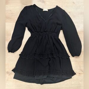 Altar'd State Black Ruffled Mini Dress